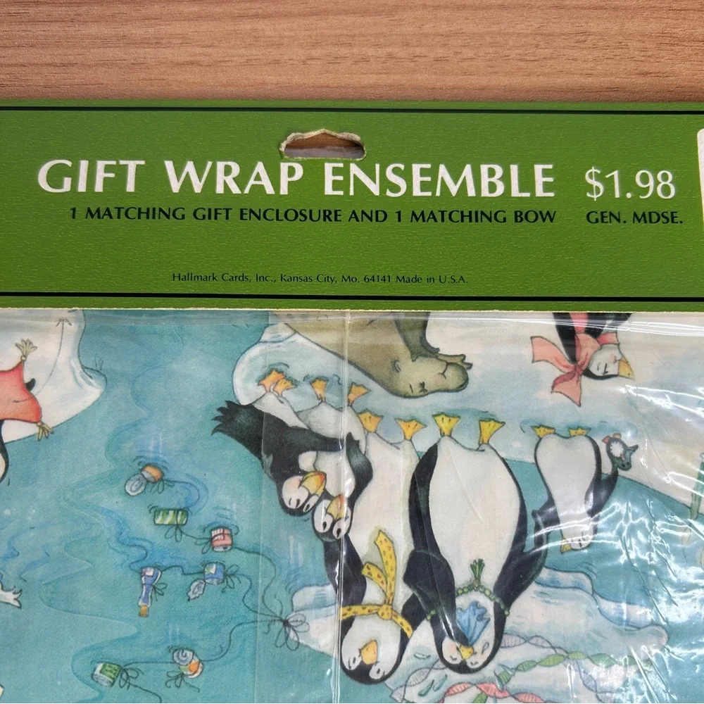 Vintage Wedding Wrapping Paper Blue Penguins Wedding Cake Set of 2 Hallmark